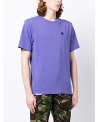 hellviolettes besticktes T-Shirt mit einem Rundhalsausschnitt von AAPE BY A BATHING APE