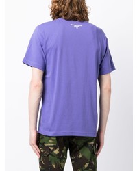 hellviolettes besticktes T-Shirt mit einem Rundhalsausschnitt von AAPE BY A BATHING APE