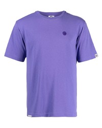 hellviolettes besticktes T-Shirt mit einem Rundhalsausschnitt von AAPE BY A BATHING APE