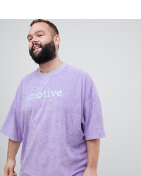 hellviolettes besticktes T-Shirt mit einem Rundhalsausschnitt von ASOS DESIGN
