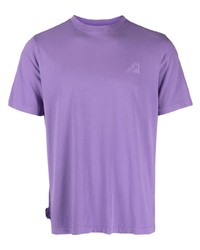 hellviolettes besticktes T-Shirt mit einem Rundhalsausschnitt von AUTRY