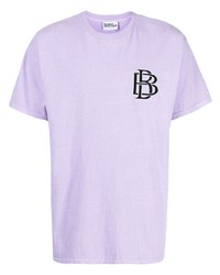 hellviolettes besticktes T-Shirt mit einem Rundhalsausschnitt von Blood Brother