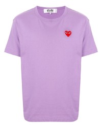 hellviolettes besticktes T-Shirt mit einem Rundhalsausschnitt von Comme Des Garcons Play