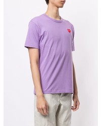 hellviolettes besticktes T-Shirt mit einem Rundhalsausschnitt von Comme Des Garcons Play