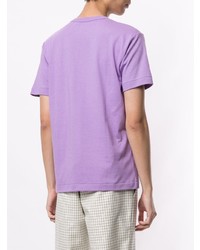 hellviolettes besticktes T-Shirt mit einem Rundhalsausschnitt von Comme Des Garcons Play