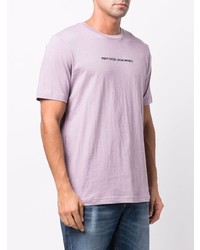 hellviolettes besticktes T-Shirt mit einem Rundhalsausschnitt von Diesel