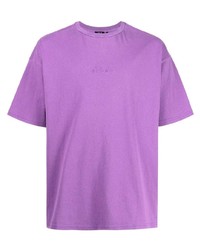 hellviolettes besticktes T-Shirt mit einem Rundhalsausschnitt von FIVE CM
