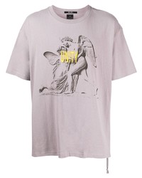 hellviolettes besticktes T-Shirt mit einem Rundhalsausschnitt von Ksubi