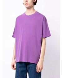 hellviolettes besticktes T-Shirt mit einem Rundhalsausschnitt von FIVE CM