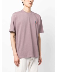 hellviolettes besticktes T-Shirt mit einem Rundhalsausschnitt von PS Paul Smith