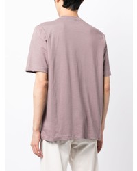 hellviolettes besticktes T-Shirt mit einem Rundhalsausschnitt von PS Paul Smith