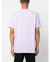 hellviolettes besticktes T-Shirt mit einem Rundhalsausschnitt von Marcelo Burlon County of Milan