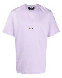 hellviolettes besticktes T-Shirt mit einem Rundhalsausschnitt von MSGM