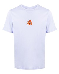 hellviolettes besticktes T-Shirt mit einem Rundhalsausschnitt von Perks And Mini