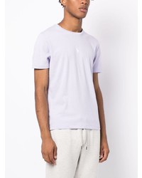 hellviolettes besticktes T-Shirt mit einem Rundhalsausschnitt von Polo Ralph Lauren