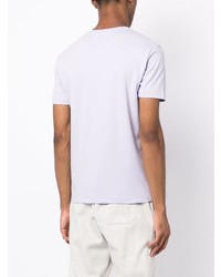 hellviolettes besticktes T-Shirt mit einem Rundhalsausschnitt von Polo Ralph Lauren