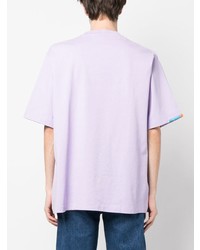 hellviolettes besticktes T-Shirt mit einem Rundhalsausschnitt von Marcelo Burlon County of Milan