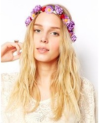 hellviolettes Haarband mit Blumenmuster von Asos