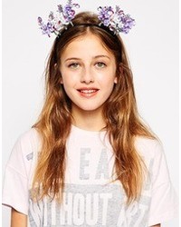 hellviolettes Haarband mit Blumenmuster von Johnny Loves Rosie