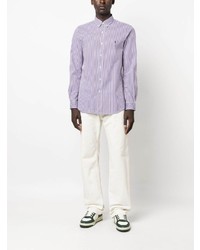 hellviolettes horizontal gestreiftes Polohemd von Polo Ralph Lauren