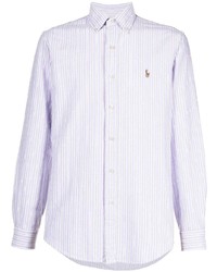 hellviolettes horizontal gestreiftes Polohemd von Polo Ralph Lauren