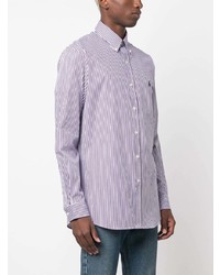 hellviolettes horizontal gestreiftes Polohemd von Polo Ralph Lauren