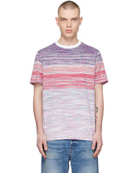 hellviolettes horizontal gestreiftes T-Shirt mit einem Rundhalsausschnitt von Missoni