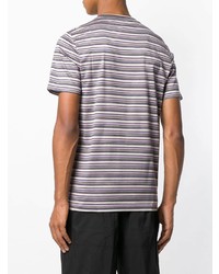 hellviolettes horizontal gestreiftes T-Shirt mit einem Rundhalsausschnitt von Lanvin