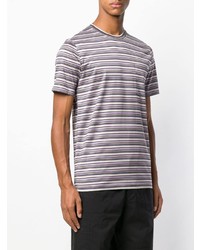 hellviolettes horizontal gestreiftes T-Shirt mit einem Rundhalsausschnitt von Lanvin