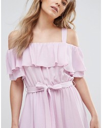 hellviolettes Kleid mit Rüschen von Miss Selfridge