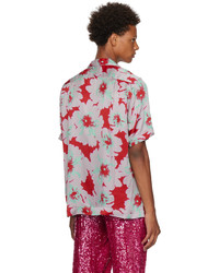 hellviolettes Kurzarmhemd mit Blumenmuster von Dries Van Noten