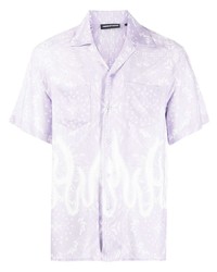 hellviolettes Kurzarmhemd mit Paisley-Muster