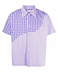 hellviolettes Kurzarmhemd mit Vichy-Muster von ERL