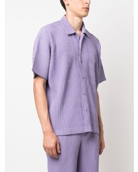 hellviolettes Kurzarmhemd von Homme Plissé Issey Miyake