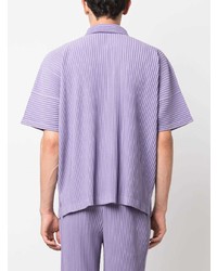 hellviolettes Kurzarmhemd von Homme Plissé Issey Miyake