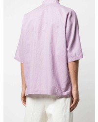 hellviolettes Kurzarmhemd von Homme Plissé Issey Miyake