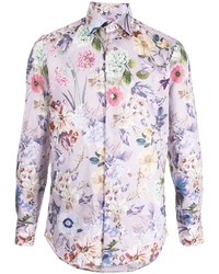 hellviolettes Langarmhemd mit Blumenmuster von Etro