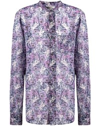 hellviolettes Langarmhemd mit Blumenmuster von Isabel Marant