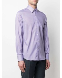 hellviolettes Langarmhemd mit geometrischem Muster von Canali