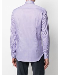 hellviolettes Langarmhemd mit geometrischem Muster von Canali