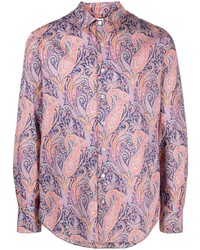 hellviolettes Langarmhemd mit Paisley-Muster von MC2 Saint Barth