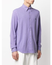 hellviolettes Langarmhemd von Polo Ralph Lauren