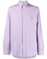 hellviolettes Langarmhemd von Polo Ralph Lauren