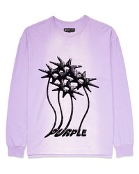 hellviolettes Langarmshirt mit Blumenmuster von purple brand