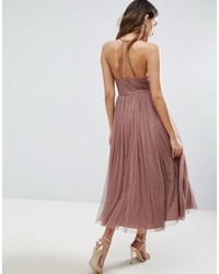 hellviolettes Midikleid aus Netzstoff von Asos