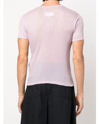 hellviolettes Seide T-Shirt mit einem Rundhalsausschnitt von Maison Margiela