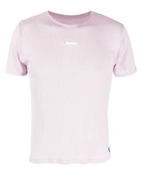 hellviolettes Seide T-Shirt mit einem Rundhalsausschnitt von Maison Margiela