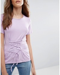 hellviolettes Spitze T-shirt von Miss Selfridge