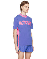 hellviolettes Strick T-Shirt mit einem Rundhalsausschnitt von Moschino