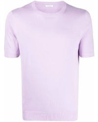 hellviolettes Strick T-Shirt mit einem Rundhalsausschnitt von Malo